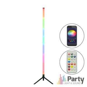 Candeeiro Vertical Tubo LED RGB 1.1m Bluetooth C/ Suporte Preto PARTY