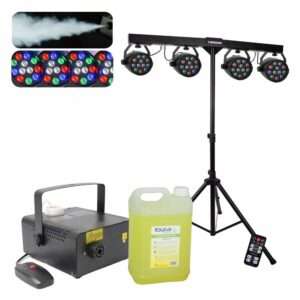 Suporte C/ 4 Projetores + M?quina de Fumos 400W e L?quido 5L