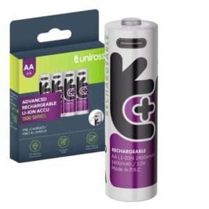 Pilha Lítio 14500 Recarregável AA 1.5V 1400mAh C/ USB-C x4