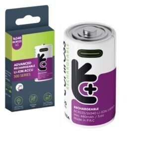 Pilha Recarregável 16340/CR123A D 3.7V 500mAh C/ USB-C