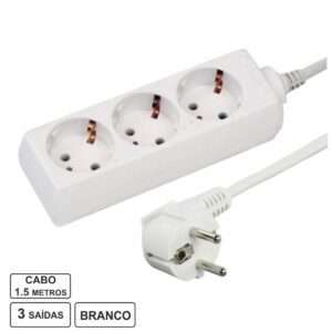 TOMADA EL?TRICA C/ 3 SA?DAS 1.5M BRANCO