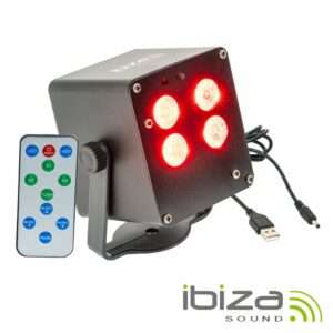 Projetor Luz C/ 4 LEDS 3W RGB Wash C/ Comando IBIZA